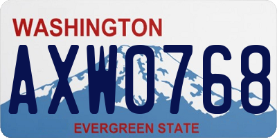WA license plate AXW0768
