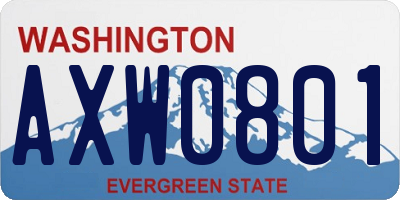 WA license plate AXW0801