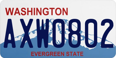 WA license plate AXW0802