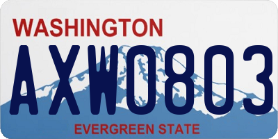 WA license plate AXW0803
