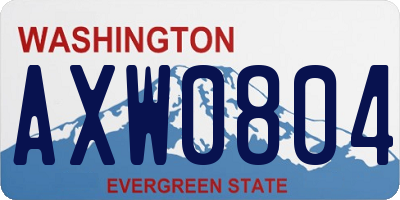 WA license plate AXW0804