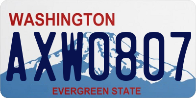 WA license plate AXW0807