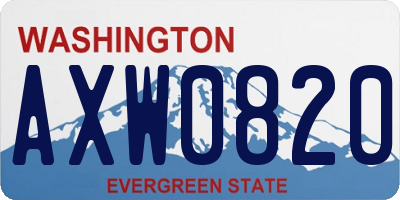 WA license plate AXW0820