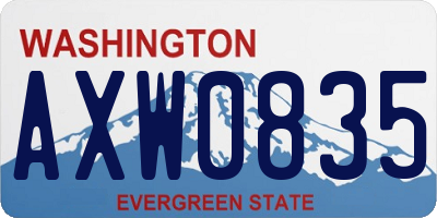WA license plate AXW0835