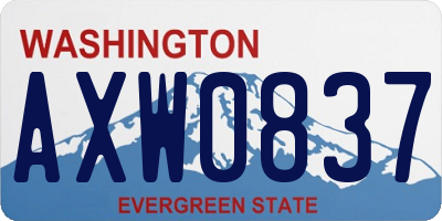 WA license plate AXW0837
