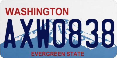 WA license plate AXW0838