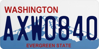 WA license plate AXW0840