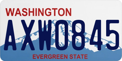 WA license plate AXW0845