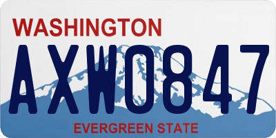 WA license plate AXW0847