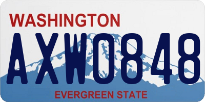 WA license plate AXW0848