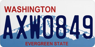 WA license plate AXW0849