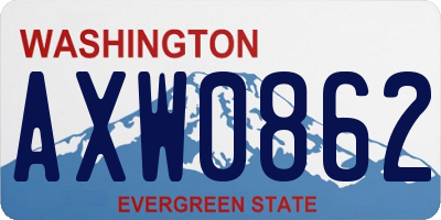WA license plate AXW0862