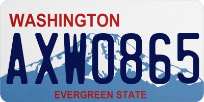 WA license plate AXW0865