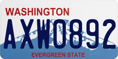 WA license plate AXW0892