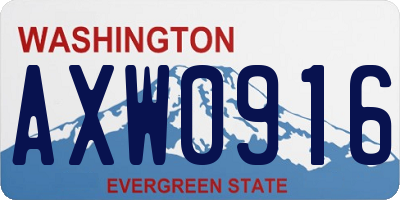 WA license plate AXW0916
