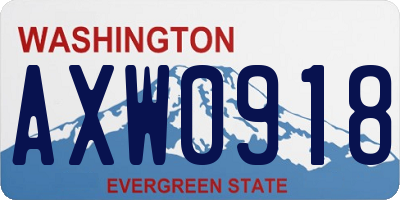 WA license plate AXW0918