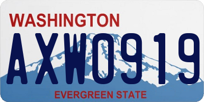 WA license plate AXW0919