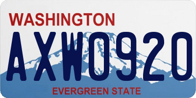 WA license plate AXW0920