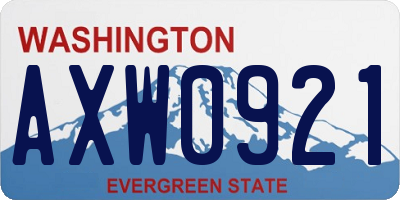 WA license plate AXW0921