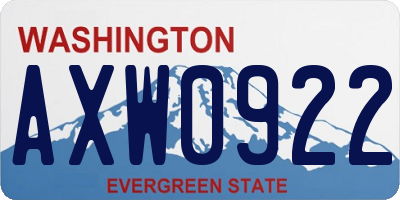 WA license plate AXW0922