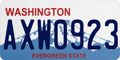 WA license plate AXW0923
