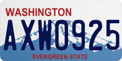WA license plate AXW0925