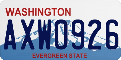 WA license plate AXW0926