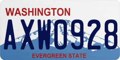 WA license plate AXW0928