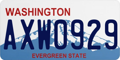 WA license plate AXW0929
