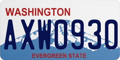 WA license plate AXW0930