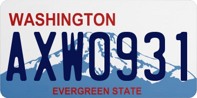 WA license plate AXW0931