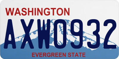 WA license plate AXW0932