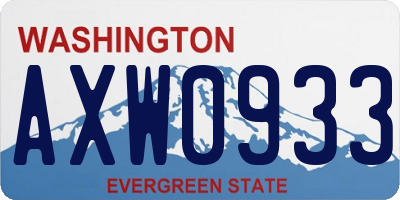 WA license plate AXW0933