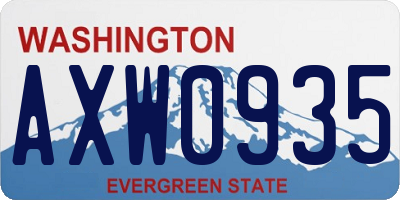 WA license plate AXW0935