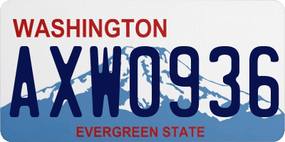 WA license plate AXW0936