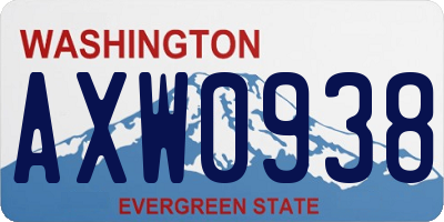 WA license plate AXW0938