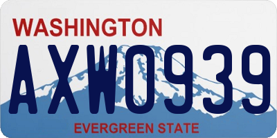 WA license plate AXW0939