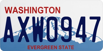 WA license plate AXW0947