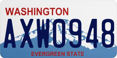 WA license plate AXW0948