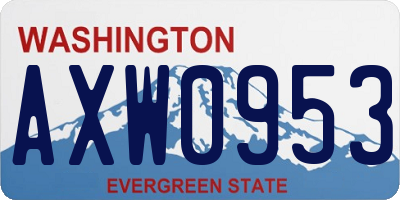 WA license plate AXW0953