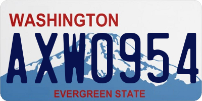 WA license plate AXW0954