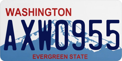 WA license plate AXW0955