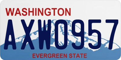 WA license plate AXW0957