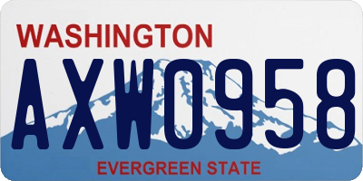 WA license plate AXW0958