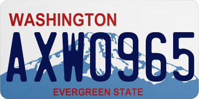WA license plate AXW0965