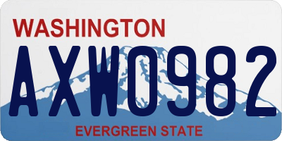 WA license plate AXW0982