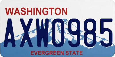 WA license plate AXW0985