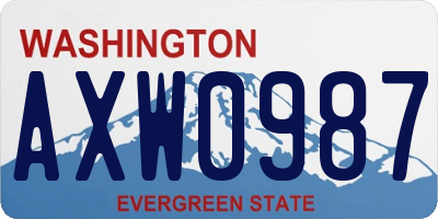 WA license plate AXW0987