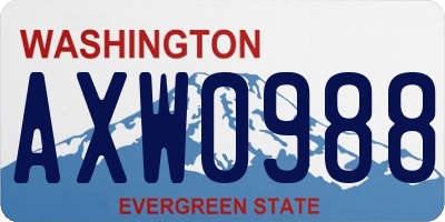 WA license plate AXW0988