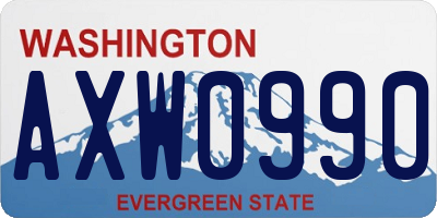 WA license plate AXW0990